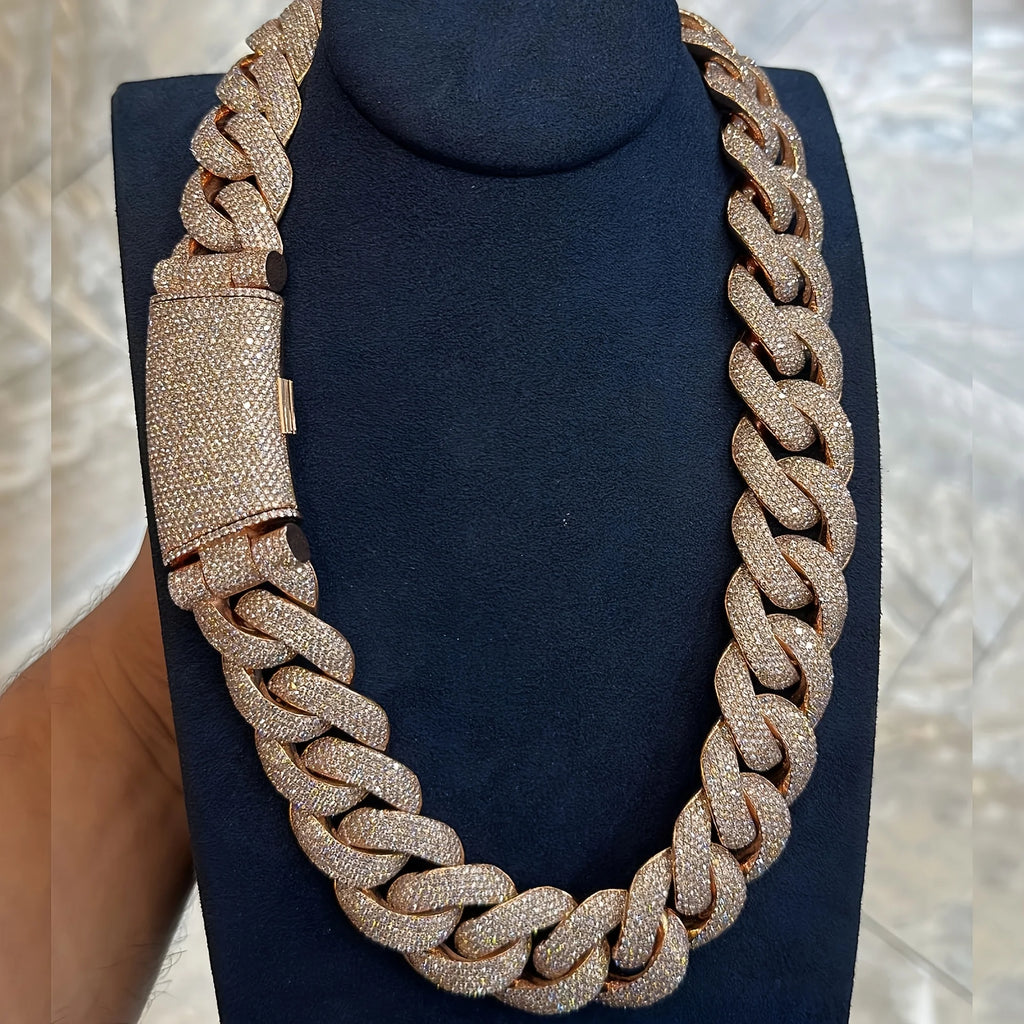 Iced Out Cuban Link Necklace 15mm — Gold