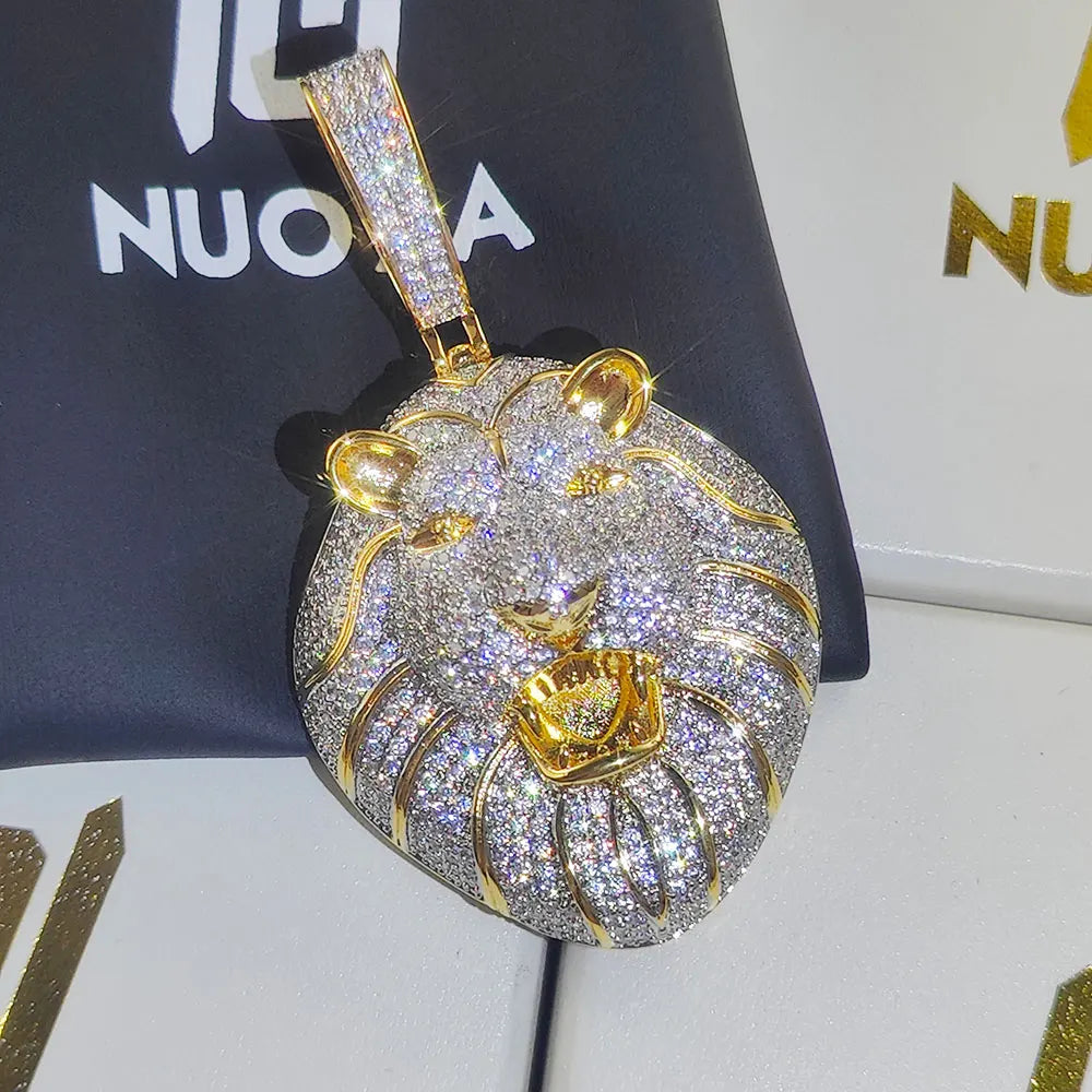 Iced Out Roaring Lion Head Pendant