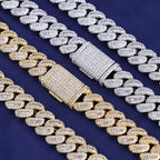 Men's 925 Sterling Silvery Cuban Chain Necklace - 12mm Thick Heavyweight Miami Chain with Moissanite Stones, Perfect for Hip-Hop