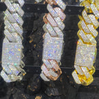20mm Cuban Link Chain for Men Iced Out Choker Necklace Prong Setting Cubic Zirconia Big Heavy Chunky Hip Hop Jewelry