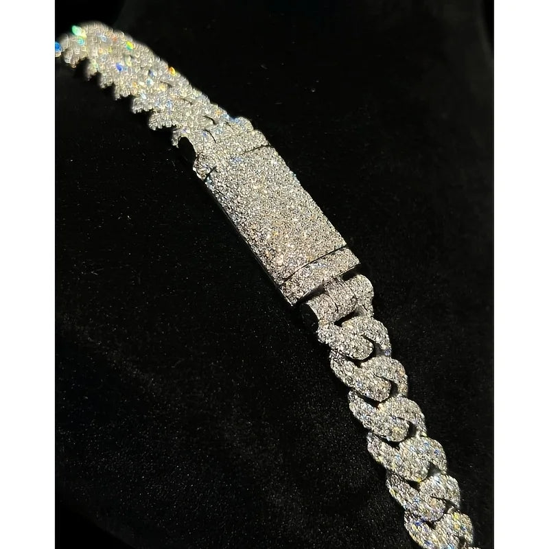 Men's Heavy Luxury Cuban Chain Necklace | Hip Hop Rapper Style with Moissanite, Durable 18K Gold Plated Goldene Metal