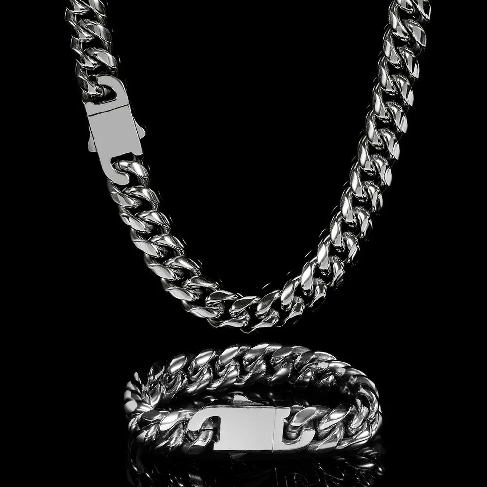 Stainless Steel Cuban Chain Necklace Miami 8/10/12MM