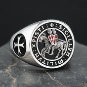 Knights Templar Masonic Grand Master Ring — Silver-Tone