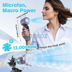 Portable Handheld Turbo Fan - 5 Gear High Speed 4000mAh Rechargeable Mini Personal Hand Fan with Flashlight and
