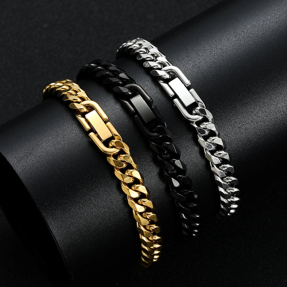8mm Cuban Chain Bracelet — Black Gold