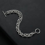 Double Layer Circle OT Buckle Chain Bracelet — Stainless Steel