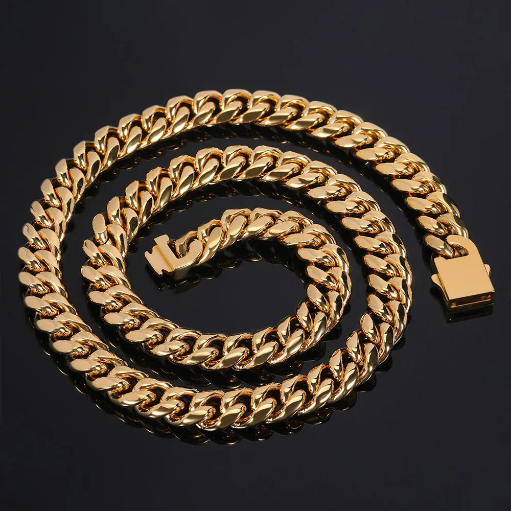 Stainless Steel Cuban Chain Necklace Miami 8/10/12MM
