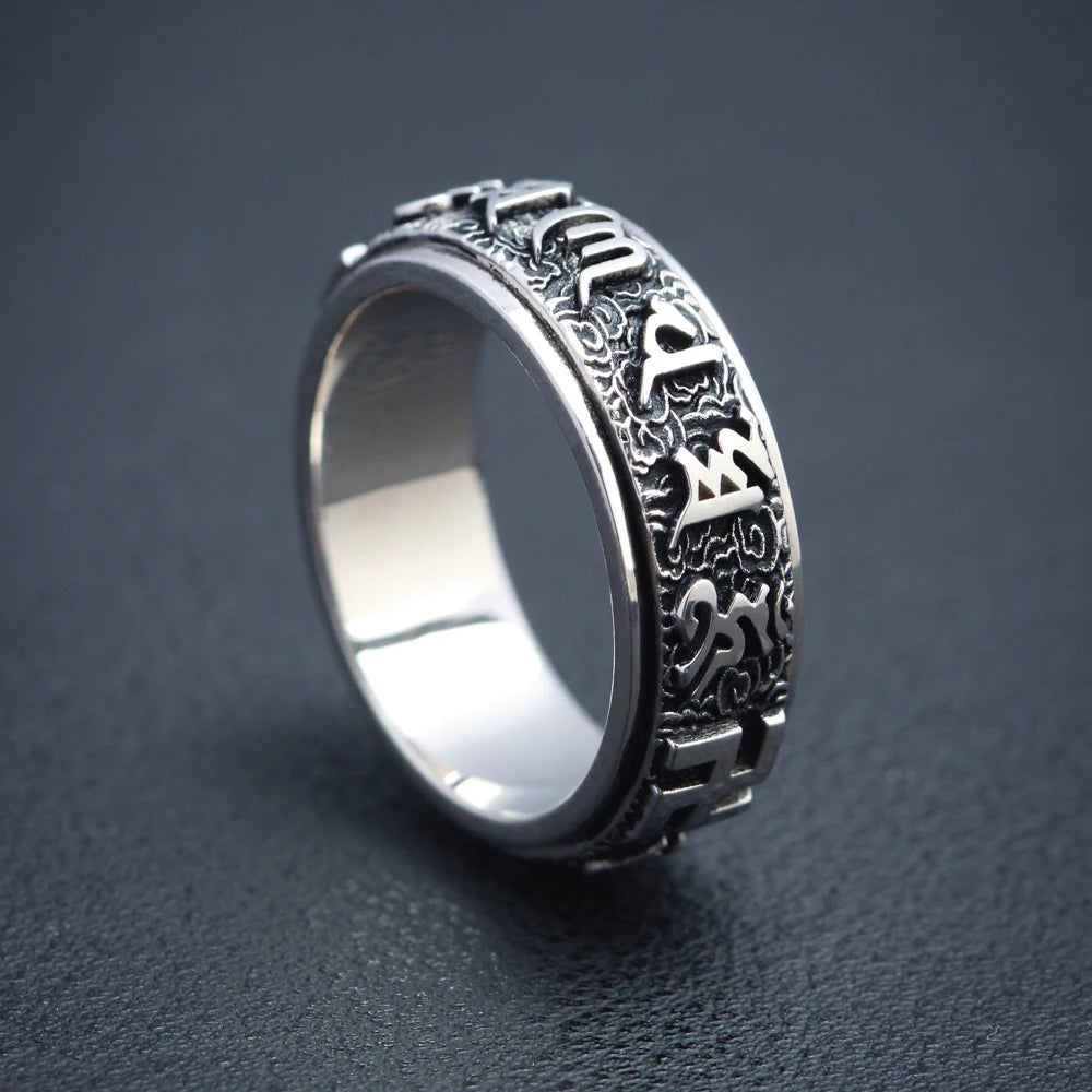 Buddhist Spinner Ring — 925 Silver