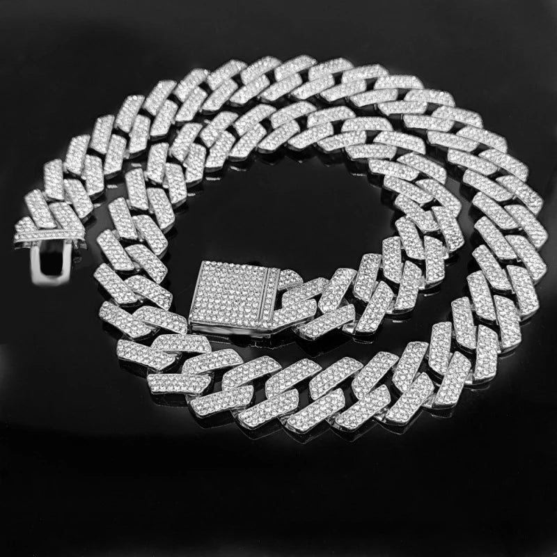 Iced Out 3-Row Cuban Link Necklace