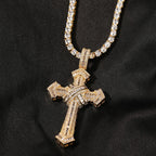THE BLING KING Shiny Bundled Cross Pendant Necklace For Men Trendy Christian Jesus Cubic Zirconia Choker Rock Party