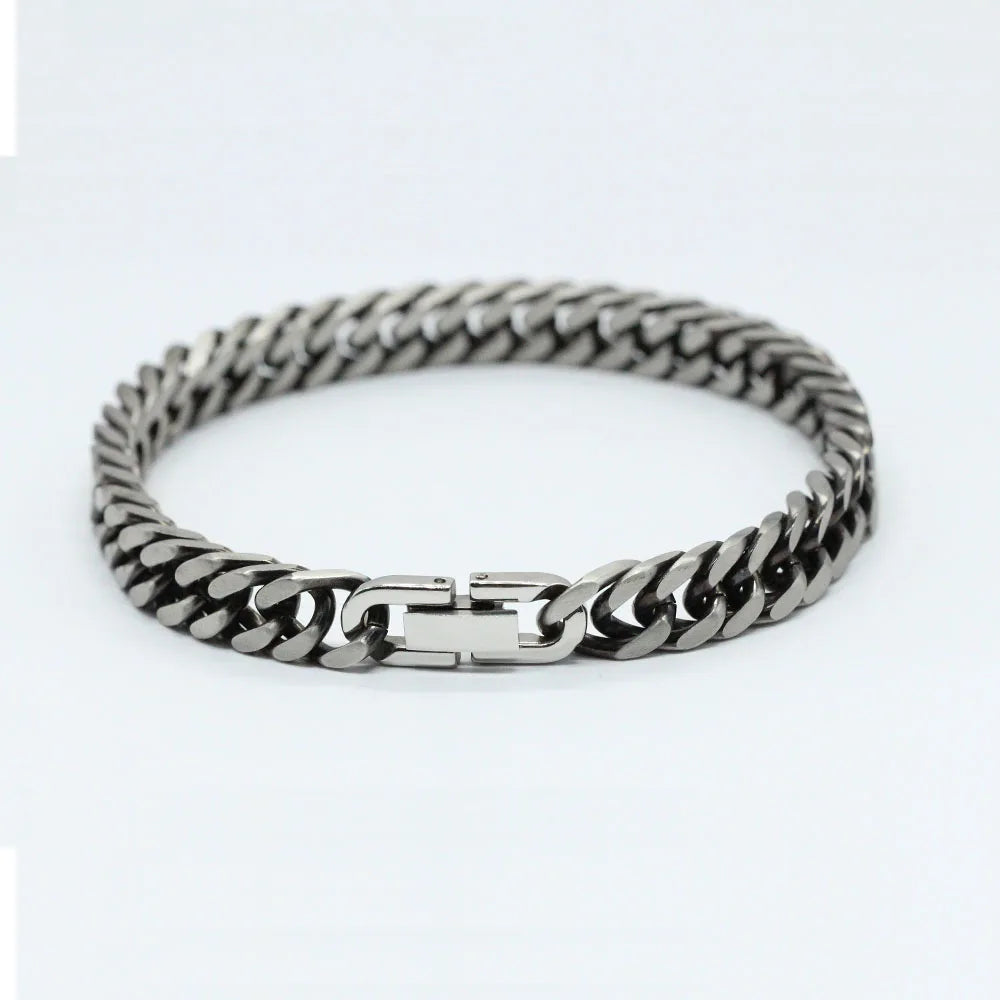 Cuban Link Bracelet Men’s Stainless Steel Chain Bracelet, Cuban Men Jewelry, Gift for Him