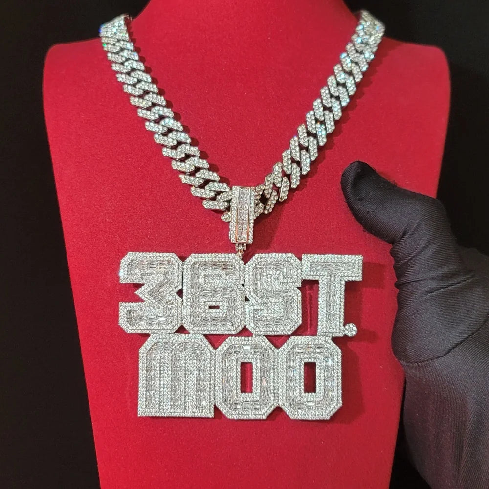 Custom Square Baguettecz Name Pendant Personalized Number Or Letter Necklace Chain For Him Her Birthday Gifts Hip Hop
