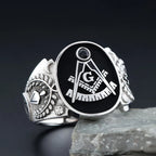 Masonic Lodge Signet Ring — Silver-Tone Metal