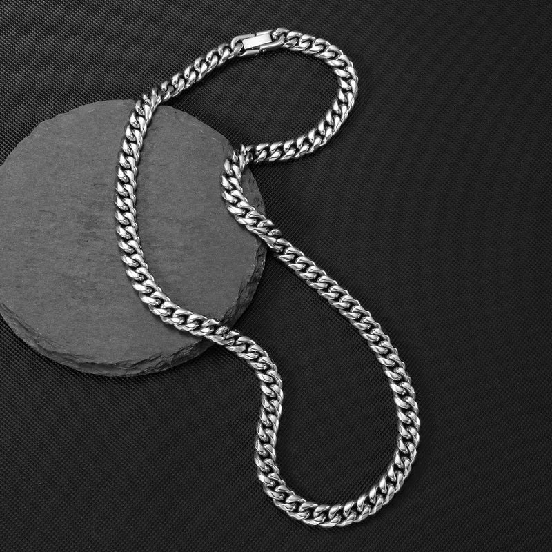 Width 8MM 316L Titanium Steel Miami Crypto Cuban Chain Necklace For Men Fashion Hip Hop Rock Party Jewelry Boyfriend Gift