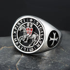 Knights Templar Crusader Shield Grand Master Sigillvm Militvm Xpisti Temple of Solomon Masonic Silver Ring