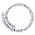 Men's 925 Sterling Silvery Cuban Chain Necklace - 12mm Thick Heavyweight Miami Chain with Moissanite Stones, Perfect for Hip-Hop