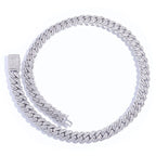 Men's 925 Sterling Silvery Cuban Chain Necklace - 12mm Thick Heavyweight Miami Chain with Moissanite Stones, Perfect for Hip-Hop
