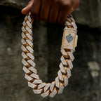 15mm Wide Fashionable Men's Hip-Hop Cuban Chain | Miami Necklace, Heavy-Duty Frozen Cuban Chain, Rapper Gangster Style