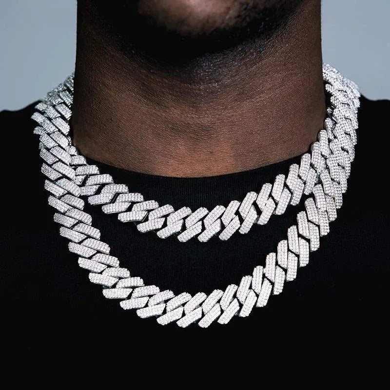 Iced Out 3-Row Cuban Link Necklace