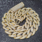 Fashion Miami Cuban Chain Iced Out 15MM Moon Necklace Full Pave Diamonds Long Buckle Necklace Hip Hop Jewelry Necklaces For Men