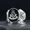 Masonic Lodge Signet Ring — Silver-Tone Metal