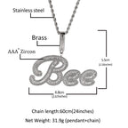 THE BLING KING Custom Brush Cursive Letter Name Pendant Necklace Iced Out Bageutte Cubic Zirconia Chain Necklace Hiphop