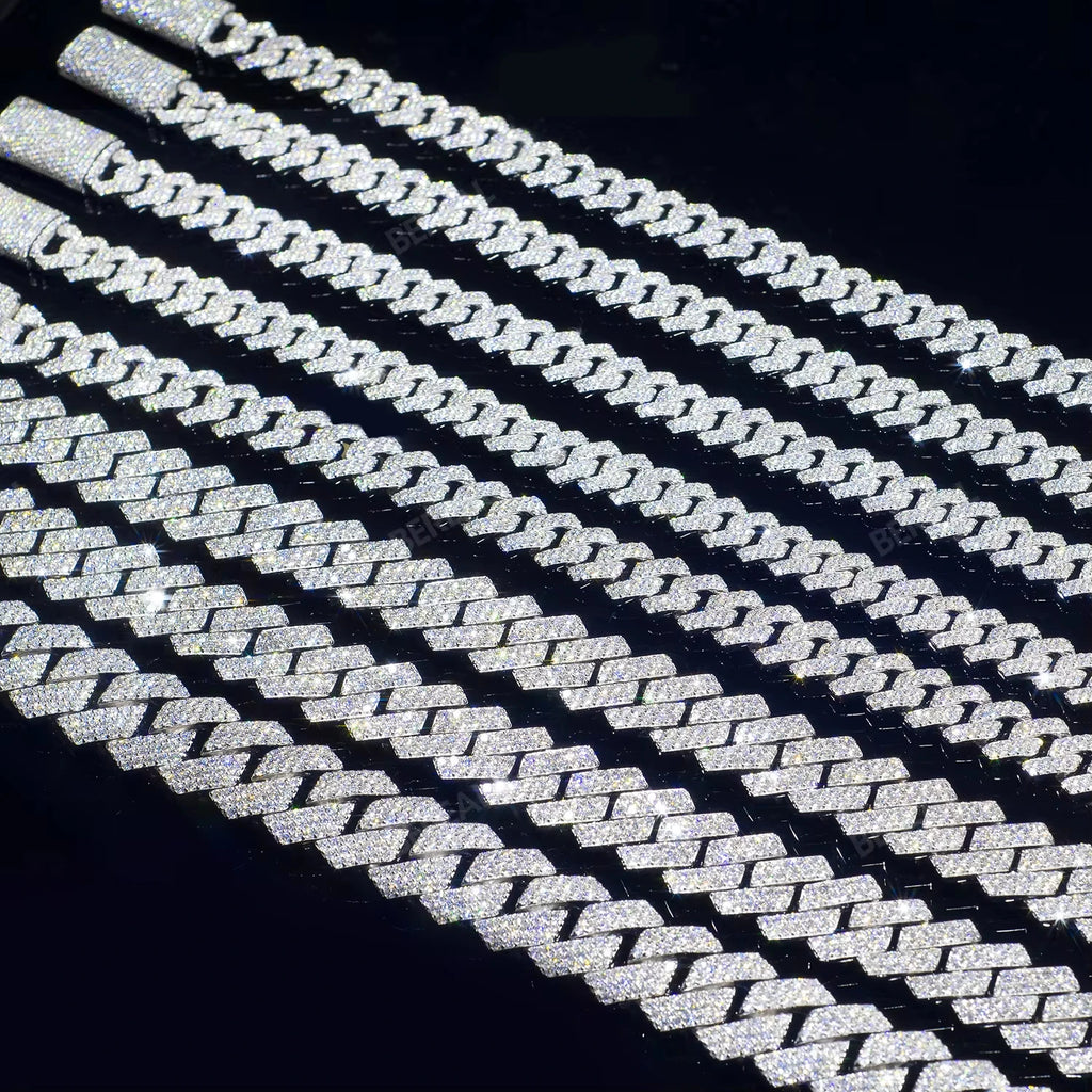 Iced Out 10-20mm Mens Miami Cuban Link Necklace Hip Hop CZ Cubic Zirconia Bling Prong Cuban Chain