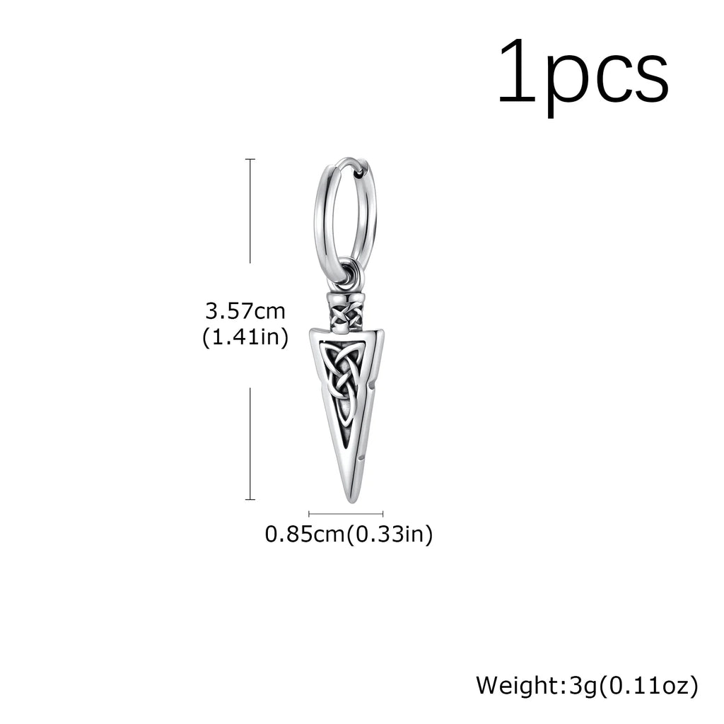 Hip Hop Punk Viking Axe Dangle Earrings for Men, Fashion Celtic Knot Rune Amulet Earrings, Stainless Steel Punk Jewelry