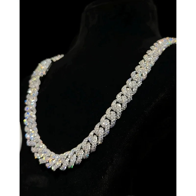 Men's Heavy Luxury Cuban Chain Necklace | Hip Hop Rapper Style with Moissanite, Durable 18K Gold Plated Goldene Metal