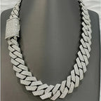 925 Sterling 925 Silvery Set with Moissanite Chilled Hip Hop 14mm Wide 2 Rows Miami Cuban Chain Cuban Chain Necklace Is Suitable