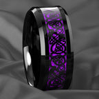 Fashion 8mm Stainless Steel Celtic Dragon Rings For Men Inlay Purple Carbon Fiber Rings Wedding Band Jewelry Birthday Gifts