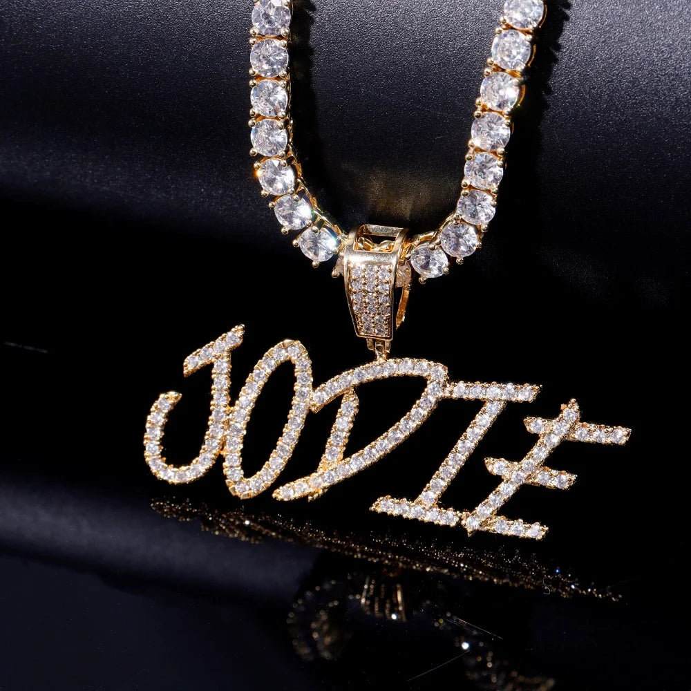 Custom Small Brush Font Letter Pendant Personalized Initial Necklace Chain For Women Silver Or Gold Color Hip Hop Jewelry Gifts