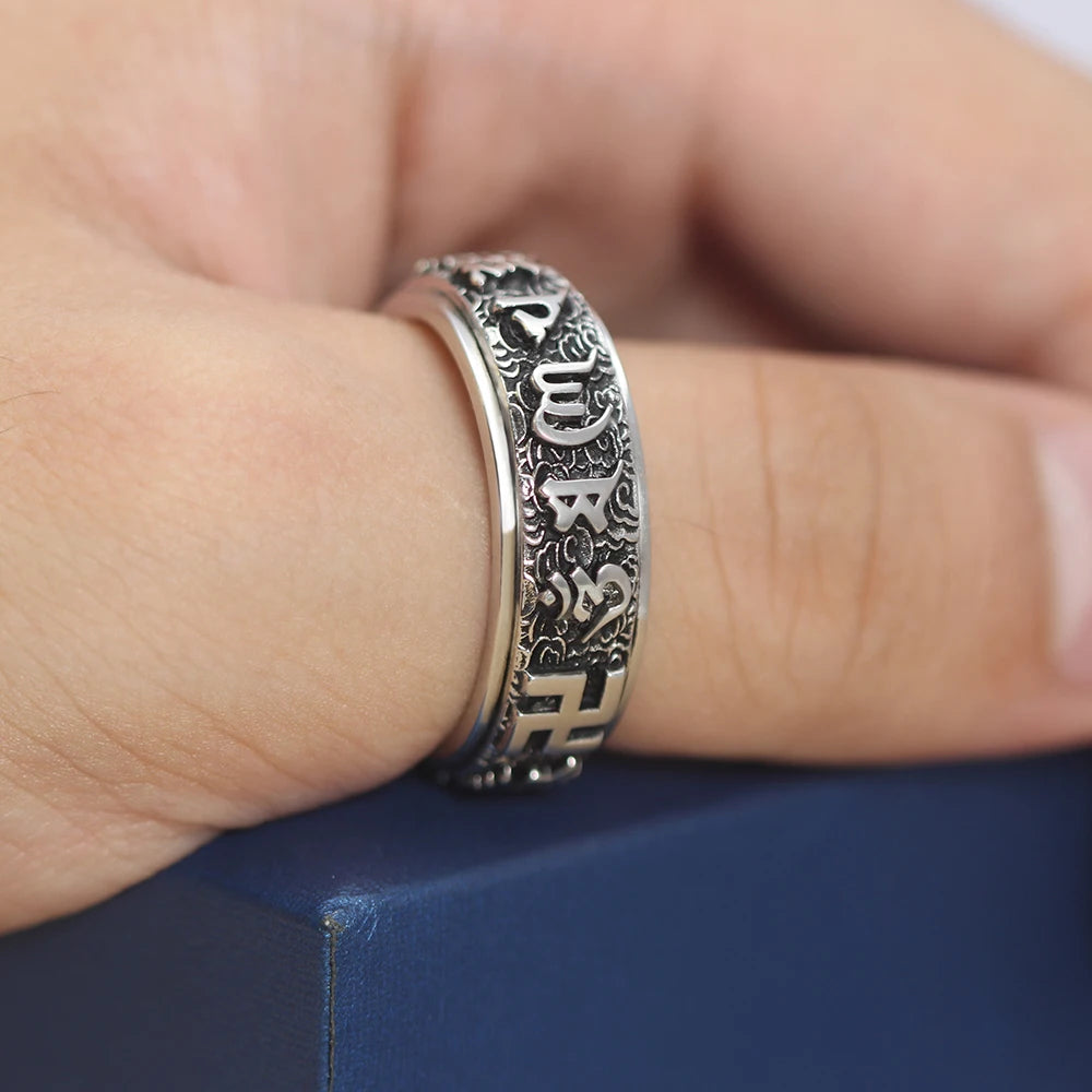Buddhist Spinner Ring — 925 Silver