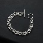 Double Layer Circle OT Buckle Chain Bracelet — Stainless Steel
