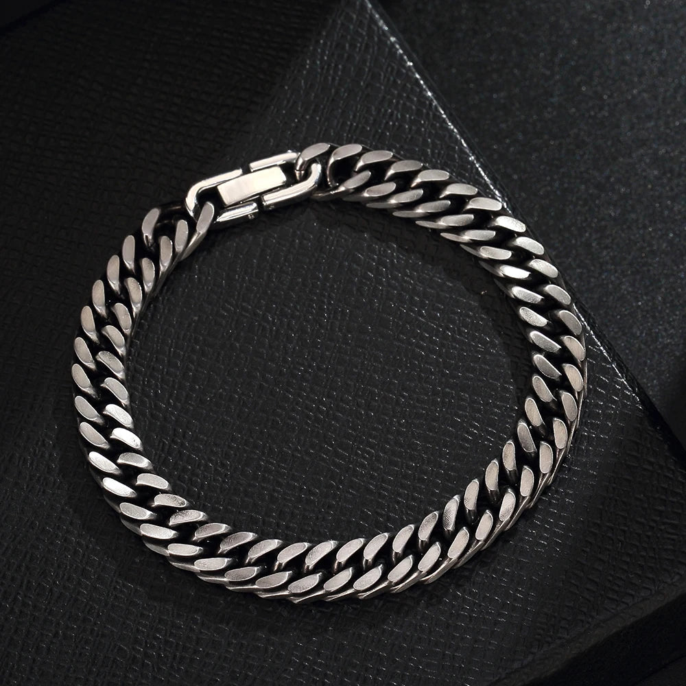 Cuban Link Bracelet Men’s Stainless Steel Chain Bracelet, Cuban Men Jewelry, Gift for Him