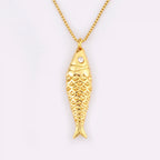 Nidin New Popular Fish Shape Shiny Zircon Charm Pendant Necklace For Women Men Fashion Cute Chain Link Jewelry Daily