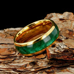 Blue Abalone Shell Inlay Rings for Men, Fashion 8mm Black Brushed Men Stainless Steel Rings, Wedding Band Jewelry Gift