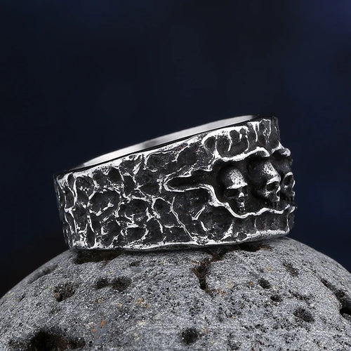 2023 New Gothic Retro Men Skull Ring 316L Stainless Steel Rings For Men Party Punk Biker Jewelry Boyfriend Gifts Male Bijoux