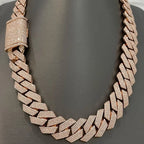 925 Sterling 925 Silvery Set with Moissanite Chilled Hip Hop 14mm Wide 2 Rows Miami Cuban Chain Cuban Chain Necklace Is Suitable