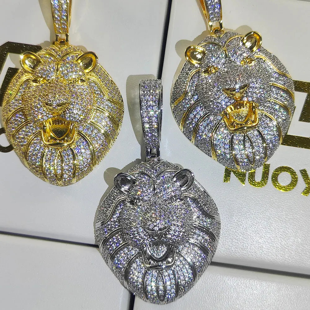 Iced Out Roaring Lion Head Pendant