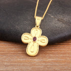 Nidin New Popular Irregular Geometric Cross Shape Inlaid Zircon Charm Pendant Necklace 2 Styles For Women Girl Jewelry Fine Gift