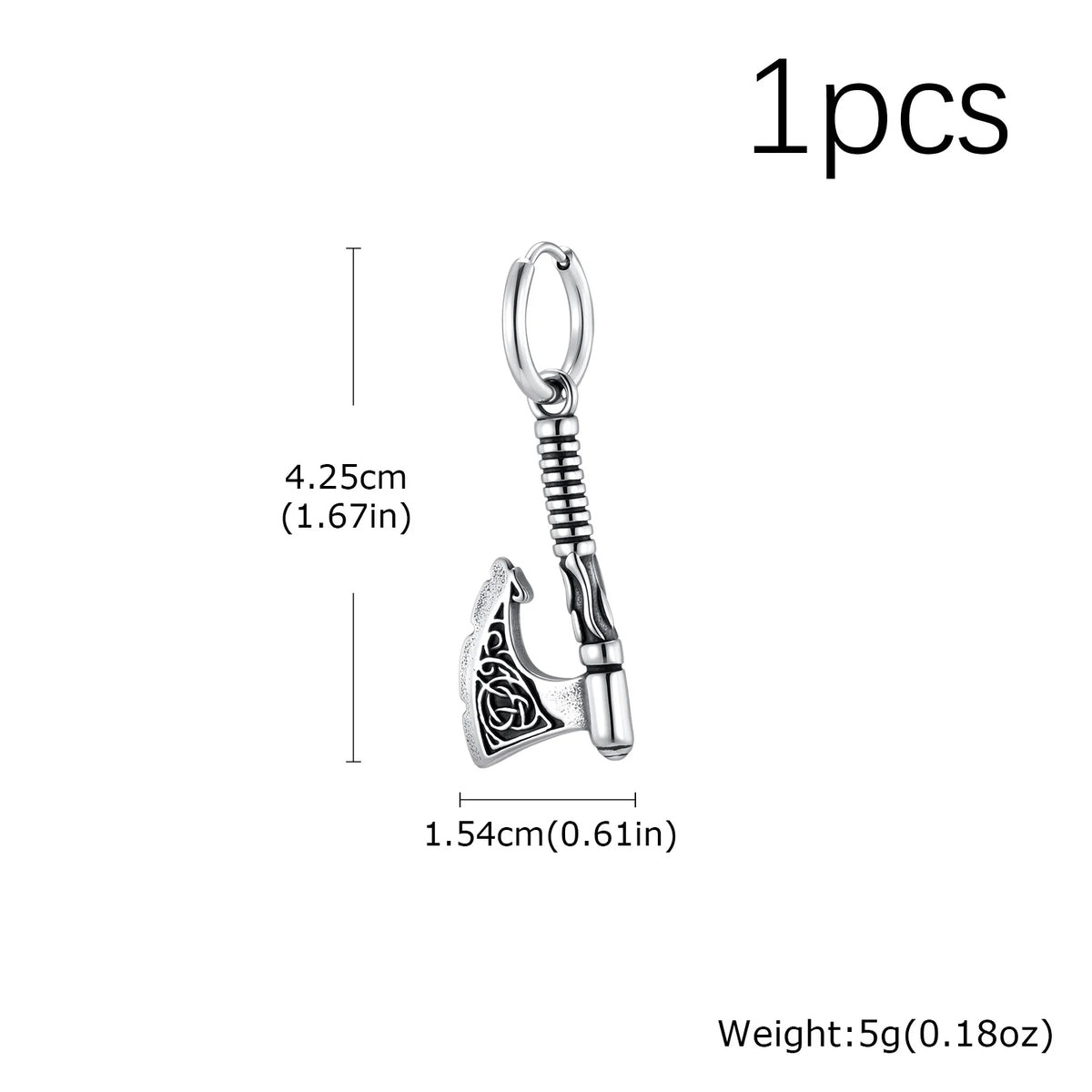 Hip Hop Punk Viking Axe Dangle Earrings for Men, Fashion Celtic Knot Rune Amulet Earrings, Stainless Steel Punk Jewelry