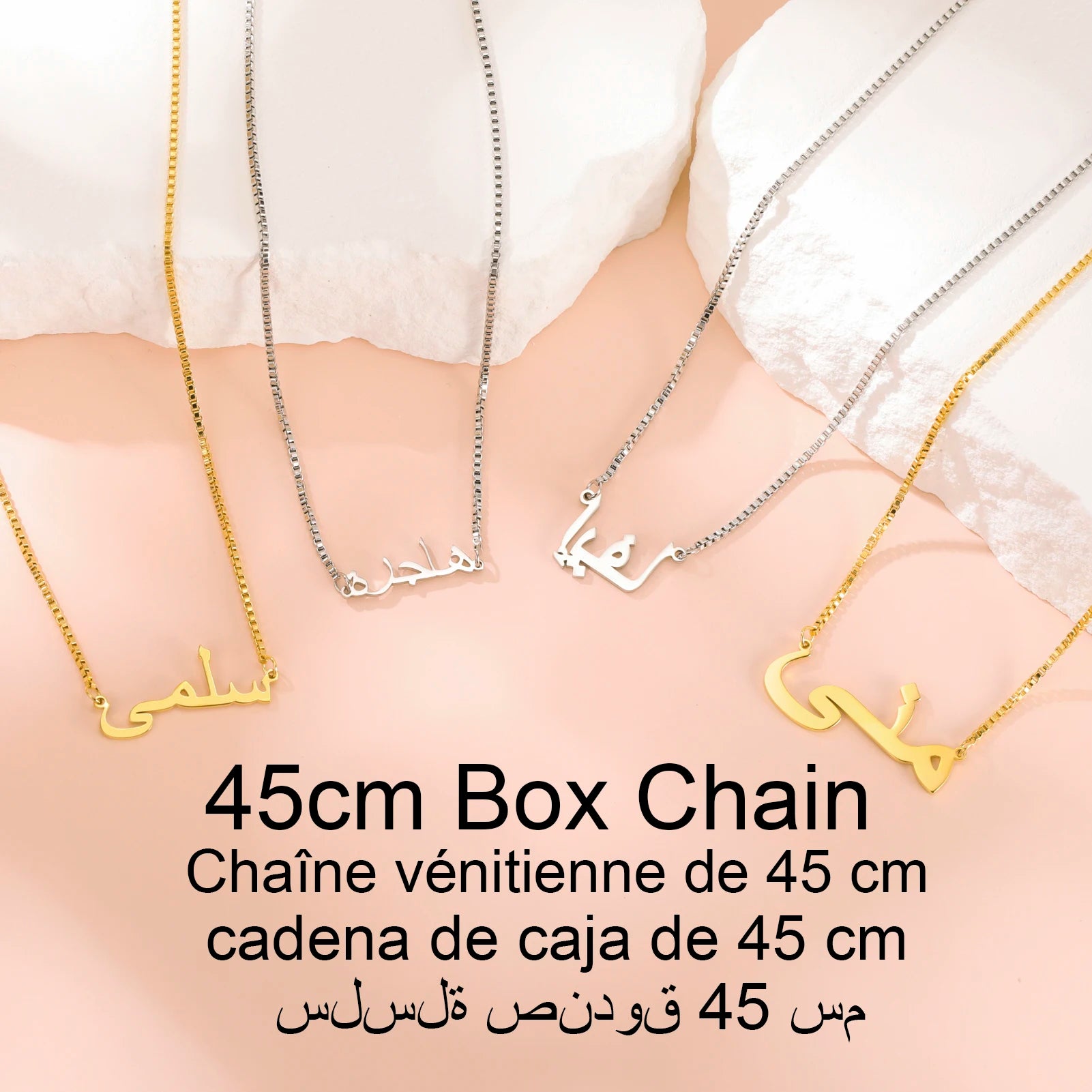 Personalized Arabic Name Necklace for Women Men Custom Arabic Stainless Steel Pendant Jewelry Customized Necklace Box