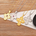 Nidin New Popular Irregular Geometric Cross Shape Inlaid Zircon Charm Pendant Necklace 2 Styles For Women Girl Jewelry Fine Gift