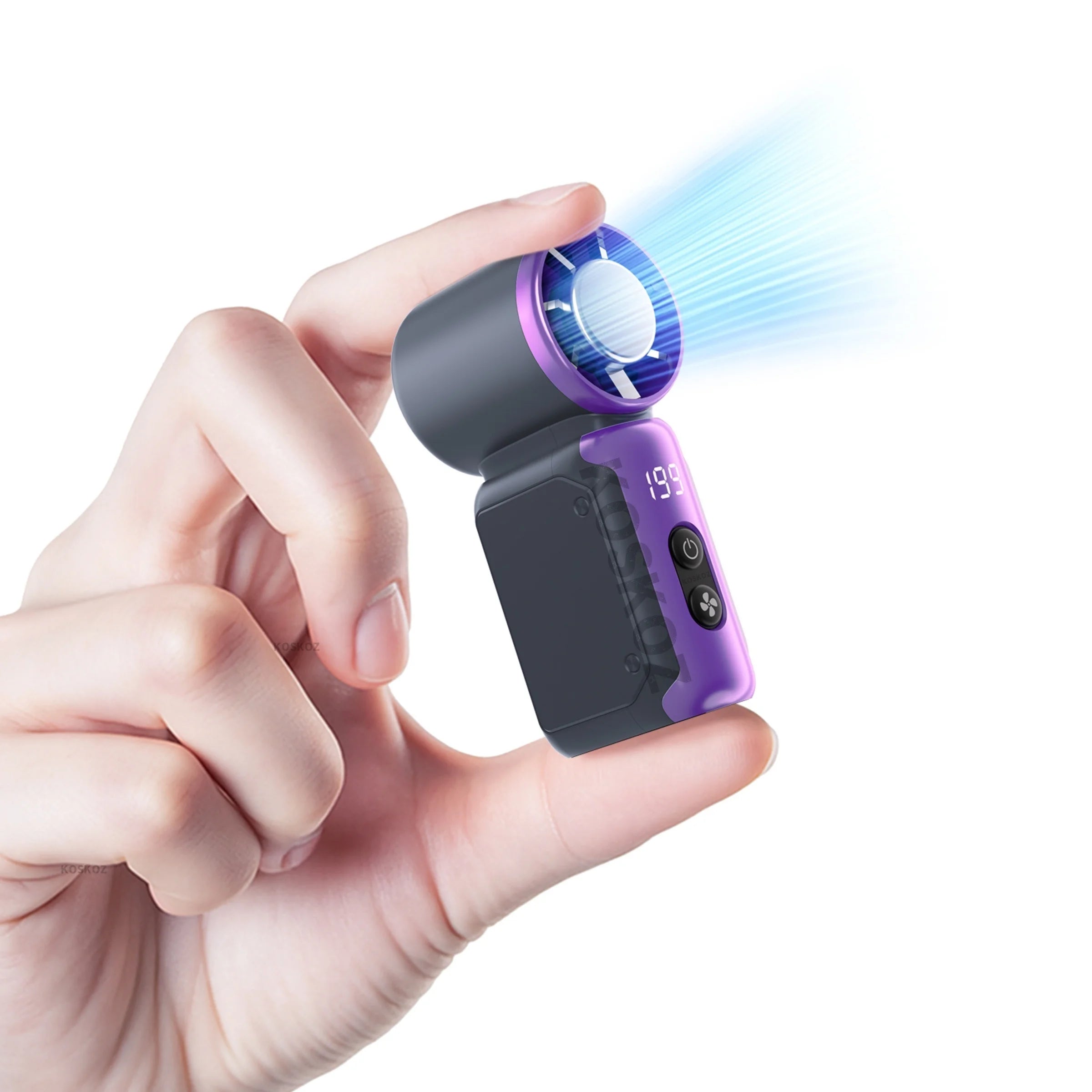 Portable Mini Fan, 199 Speed USB Rechargeable Handheld Ice Cooling Fan with LED Display for Makeup, Travel Summer Gift
