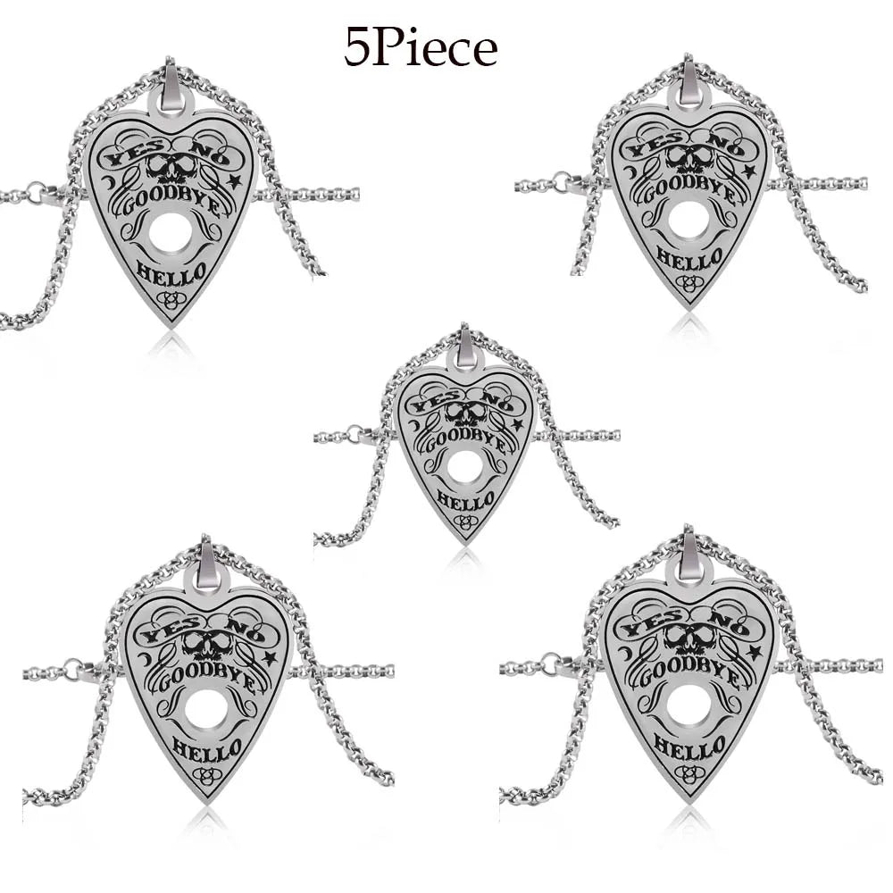1/5/10 Piece Surgical Stainless Steel Heart Shape Pendant Ouija Board Planchette Necklace Cain Fashion Jewelry