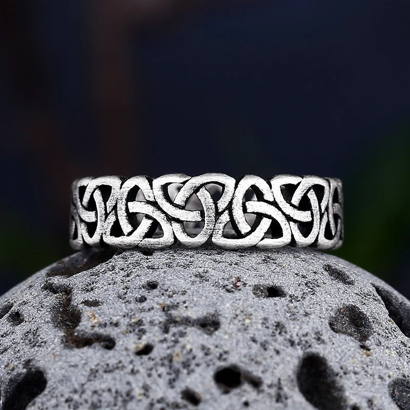 Viking Githic Style Stainless Steel Celtics Knot Ring Men Nordic Trinity Wedding Rings Womens Band  Jewelry Boyfriend Gift