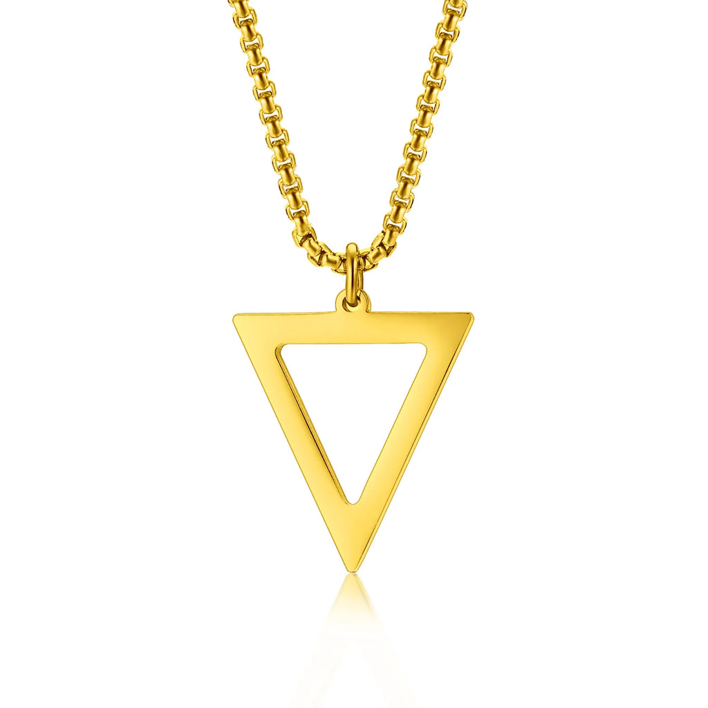 Black Triangle Pendant Necklace — Stainless
