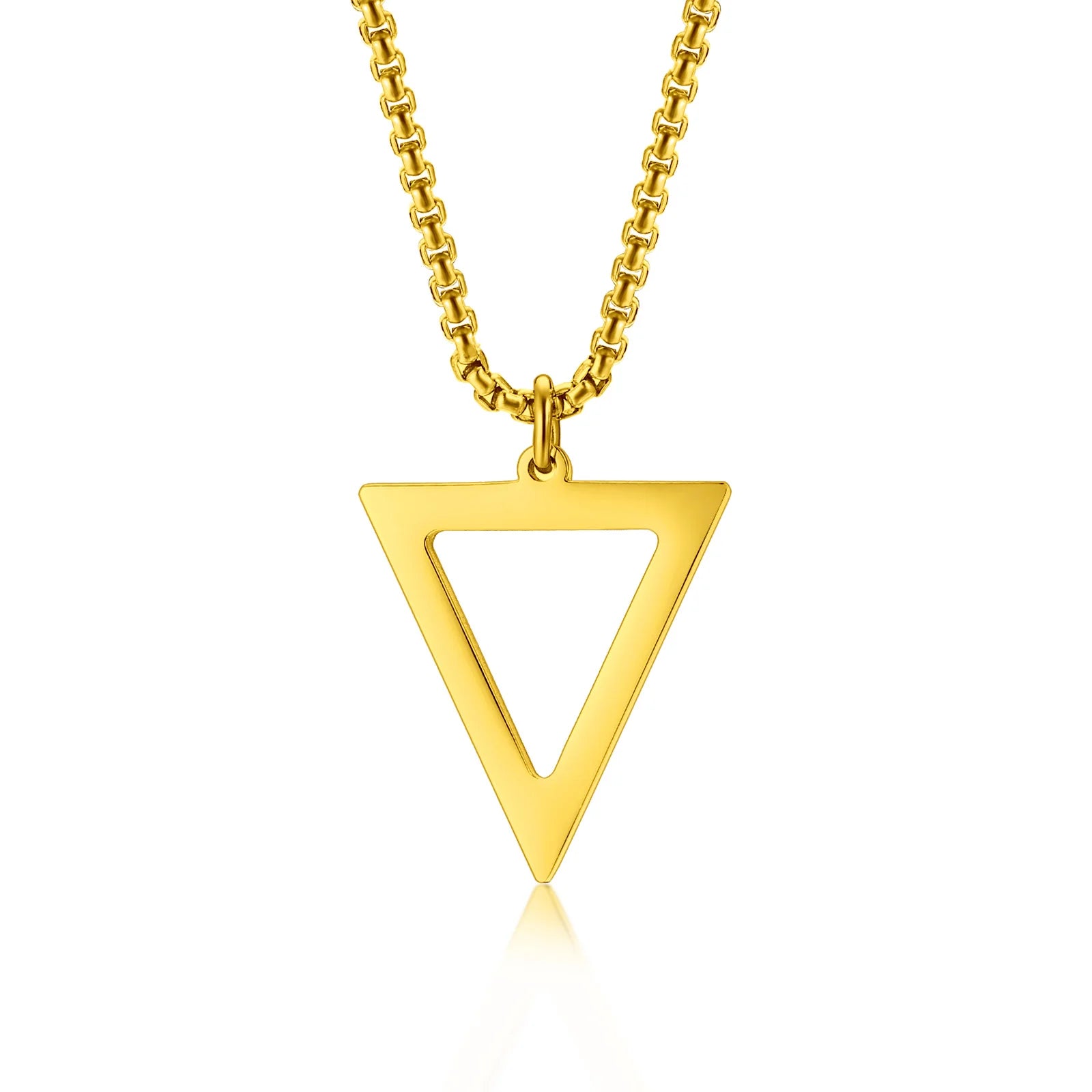 Black Triangle Pendant Necklace — Stainless