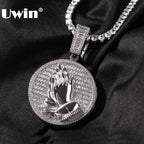 Iced Out Praying Hands Medallion Pendant